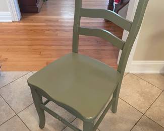 Round Wooden Kitchen Table W/ 4 Green Chairs