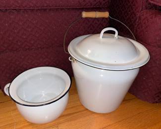 Vintage White Enamel Pails