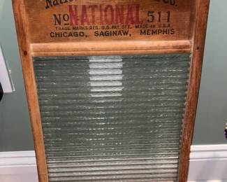Antique Wood & Glass Washboard