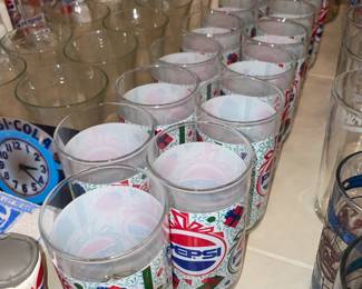 Large Pepsi-Cola Collection W/ Pillows, Hats, Bags, Glasses, Cups, Christmas Decor, Signs, Books, Etc.