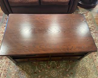 Wooden Coffee Table W/ 2 Drawers Beneath & Lift Up Storage