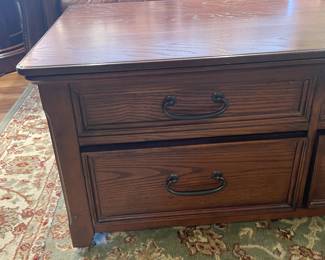 Wooden Coffee Table W/ 2 Drawers Beneath & Lift Up Storage