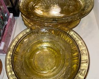 Yellow Depression Glass Plates & Bowls