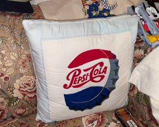 Large Pepsi-Cola Collection W/ Pillows, Hats, Bags, Glasses, Cups, Christmas Decor, Signs, Books, Etc.