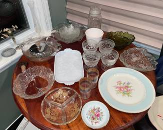 Crystal Bowls & Assorted Plates