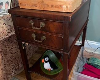 Leather Top Wooden End Table