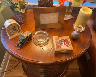 Round End Table W/ 4 Drawers (2 Available)