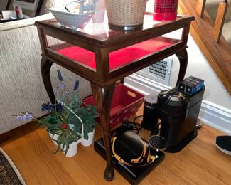 Wood & Glass Shadowbox Showcase End Table
