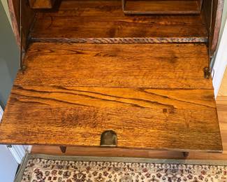 Antique Pull Down Desk W/ Bookshelf & 1 Drawer