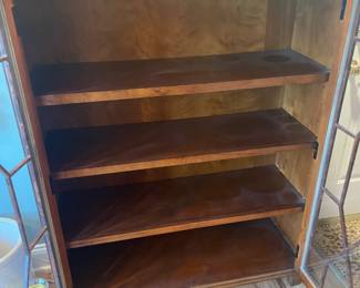 Antique Wooden Bookcase W/ Detailed Doors