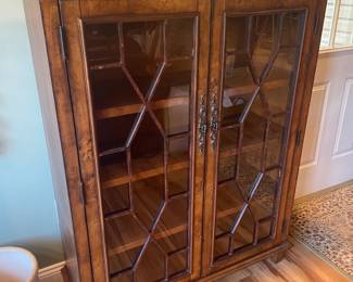 Antique Wooden Bookcase W/ Detailed Doors