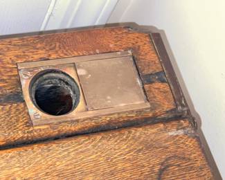 Antique Wooden 2 Seat School Desk W/ Ink Wells