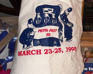 Large Pepsi-Cola Collection W/ Pillows, Hats, Bags, Glasses, Cups, Christmas Decor, Signs, Books, Etc.