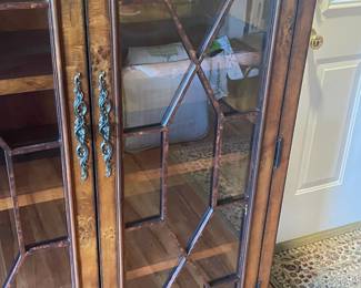 Antique Wooden Bookcase W/ Detailed Doors
