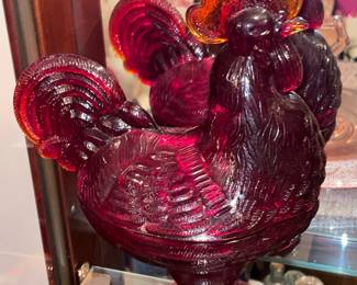 Red Glass Rooster 