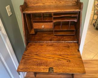 Antique Pull Down Desk W/ Bookshelf & 1 Drawer