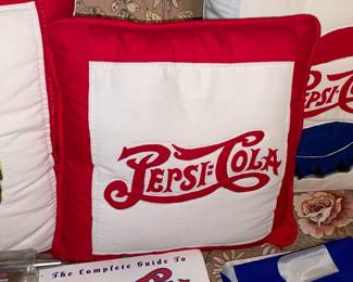 Large Pepsi-Cola Collection W/ Pillows, Hats, Bags, Glasses, Cups, Christmas Decor, Signs, Books, Etc.