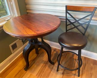 Cast Iron Wine Style Table W/ 1 Barstool