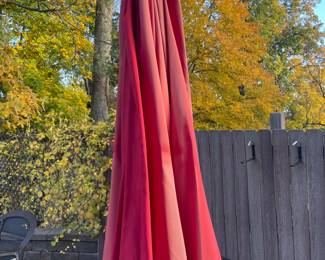 Outdoor Dining Set W/ Glass Top Table, 6 Chairs, Umbrella, & Umbrella Stand