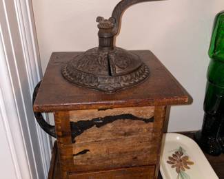 Antique Wooden Coffee Bean Grinder
