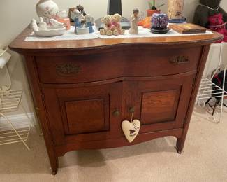 Antique Wooden Cabinet W/ 1 Drawer & 2 Doors