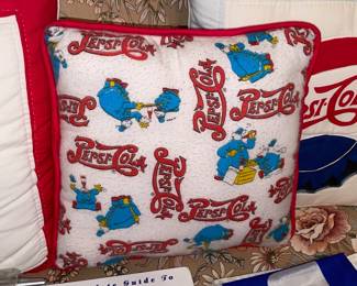 Large Pepsi-Cola Collection W/ Pillows, Hats, Bags, Glasses, Cups, Christmas Decor, Signs, Books, Etc.