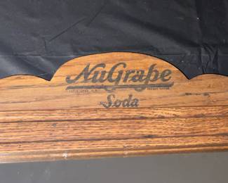 Original Antique NuGrape Soda Advertising Wood Framed Mirror