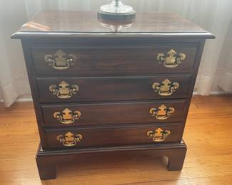 4 Drawer Wooden Cabinet W/ Brass Hardware