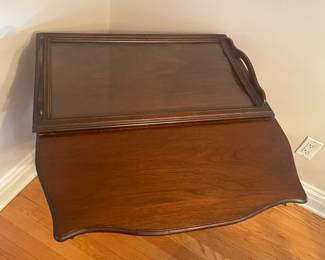 Wooden Tea Cart W/ Lift Up Glass Tray
