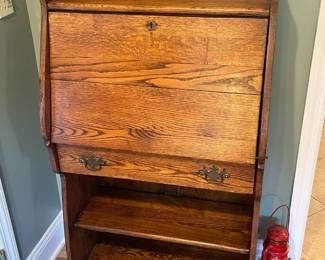 Antique Pull Down Desk W/ Bookshelf & 1 Drawer