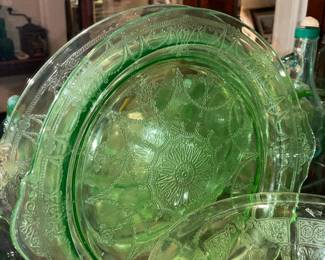 Green Depression Glass Plate (Some Pieces MAY Be Uranium Glass)
