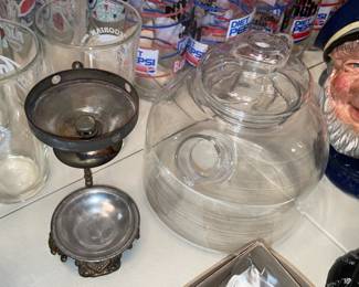 Oil Lamp Base & Clear Glass Tea Kettle