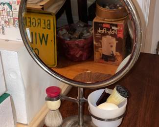 Antique Barber Mirror Vanity Set W/ Accessories