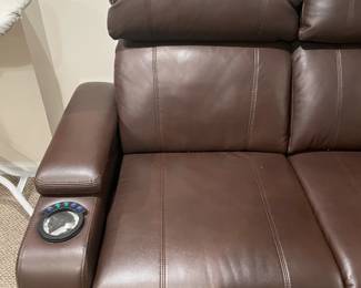 Large Movie Theater Style 3 Sectioned Couch W/ Reclining Seats & Multi Functions