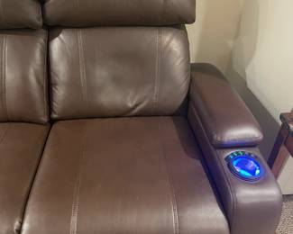 Large Movie Theater Style 3 Sectioned Couch W/ Reclining Seats & Multi Functions