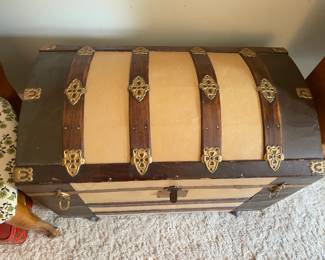 Antique Steamer Trunk On Wheels
