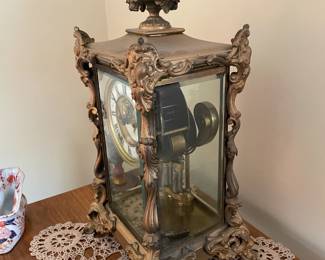 Antique Case Clock W/ Key (WORKING!)