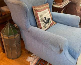 Blue Upholstered Arm Chair