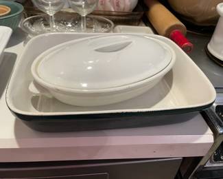 Assorted Kitchen Contents (Bakeware, China, Glassware, Etc.)