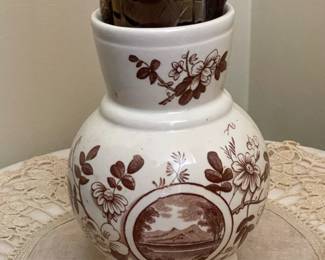 Brown & White Ironstone Vase