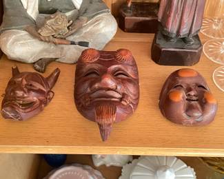 Wood Carved Asian Mini-Masks