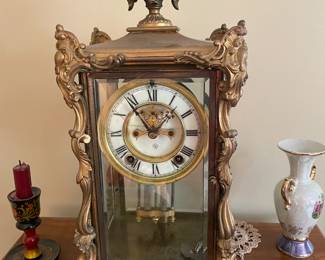 Antique Case Clock W/ Key (WORKING!)
