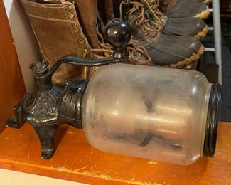 Antique Coffee Grinder W/ Glass Jar