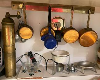 Mini Copper Pots On Rack