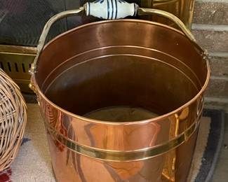 Copper Pail W/ Porcelain Handle