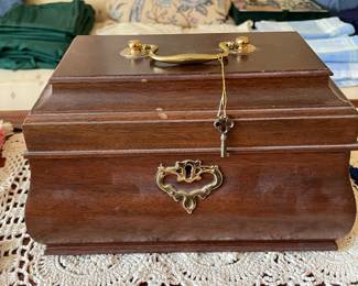 Wooden Trinket Box W/ Key