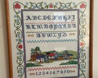 Handmade Embroidered Sampler (Framed)