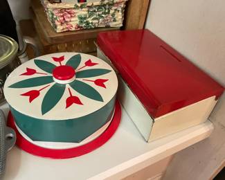 Vintage Tin Cake Dome & Tin Recipe Box