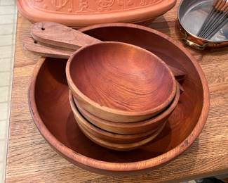 Vintage Wooden Salad Bowl Set