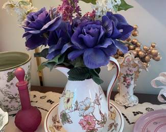 Pitcher & Bowl Floral Set